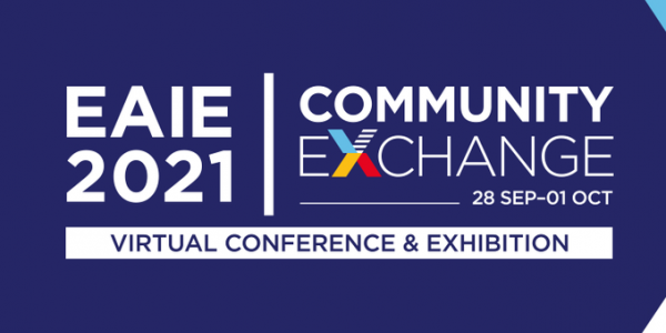 EAIE Community Exchange blue background