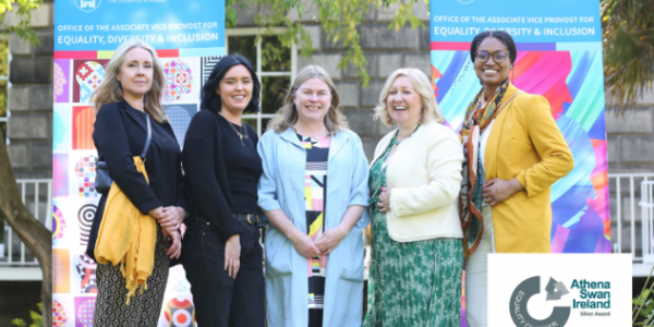 Trinity's Equality, Diversity & Inclusion team: Susan Cantwell, Sam Williams, Dr Siobán O'Brien Green, Professor Lorraine Leeson and Aliyah Sy