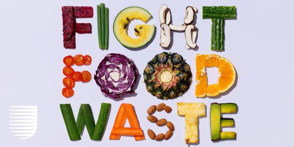 Fight food waste written with food
