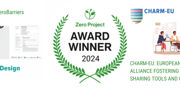 Banner with the logo of the Zero Project Award