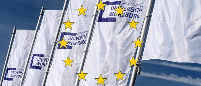 JMU flags with the EU stars